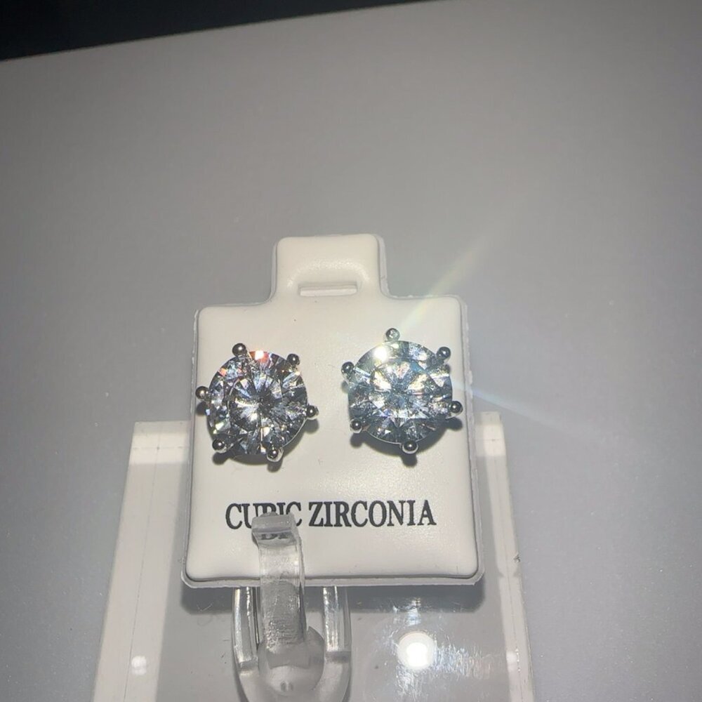 Cubic Zirconia Stud Earrings 2 CT - Picture 5 of 11